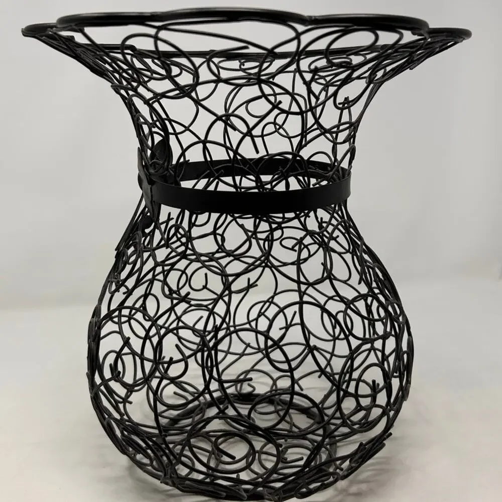 Black Wire Decorative Basket with a‎ Bow